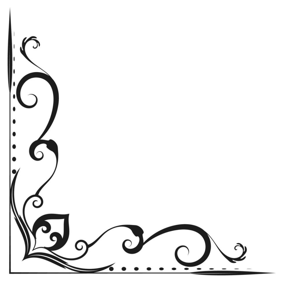 curled flower corner lines For decorating cards vector