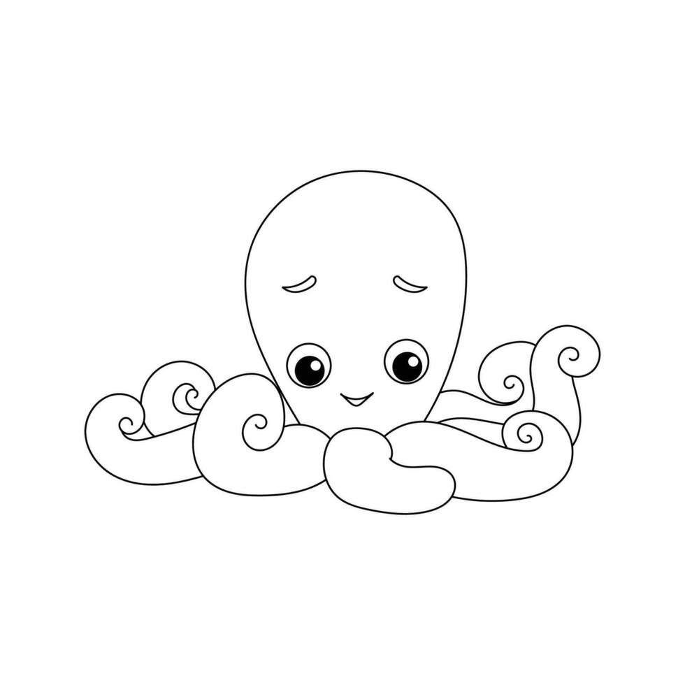 calamar dibujos animados dibujos. línea Arte. pulpo. colorante libro. marina animales vector