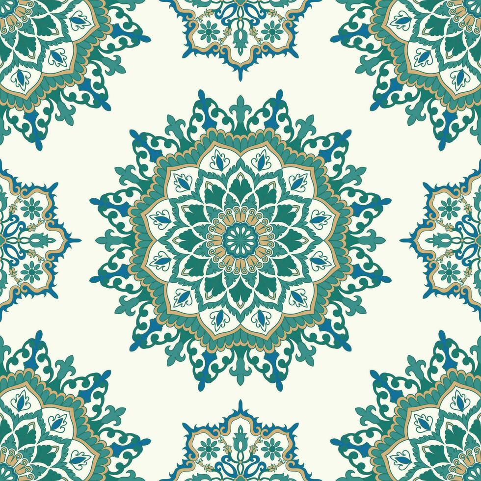 Seamless mandala pattern, ethnic circles for Product packaging wallpaper vector