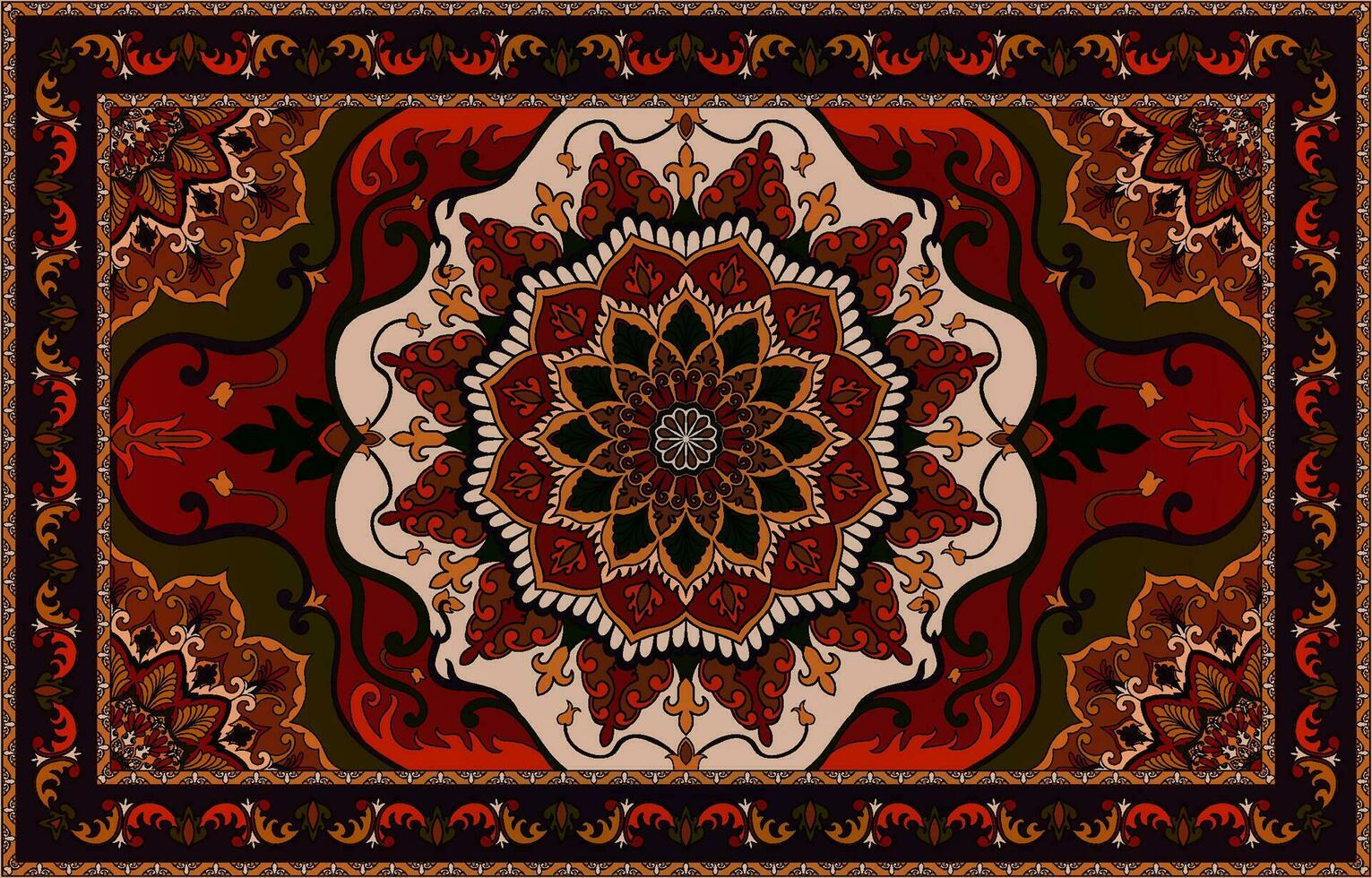 persa alfombra, mandala estilo, suave ligero color vector