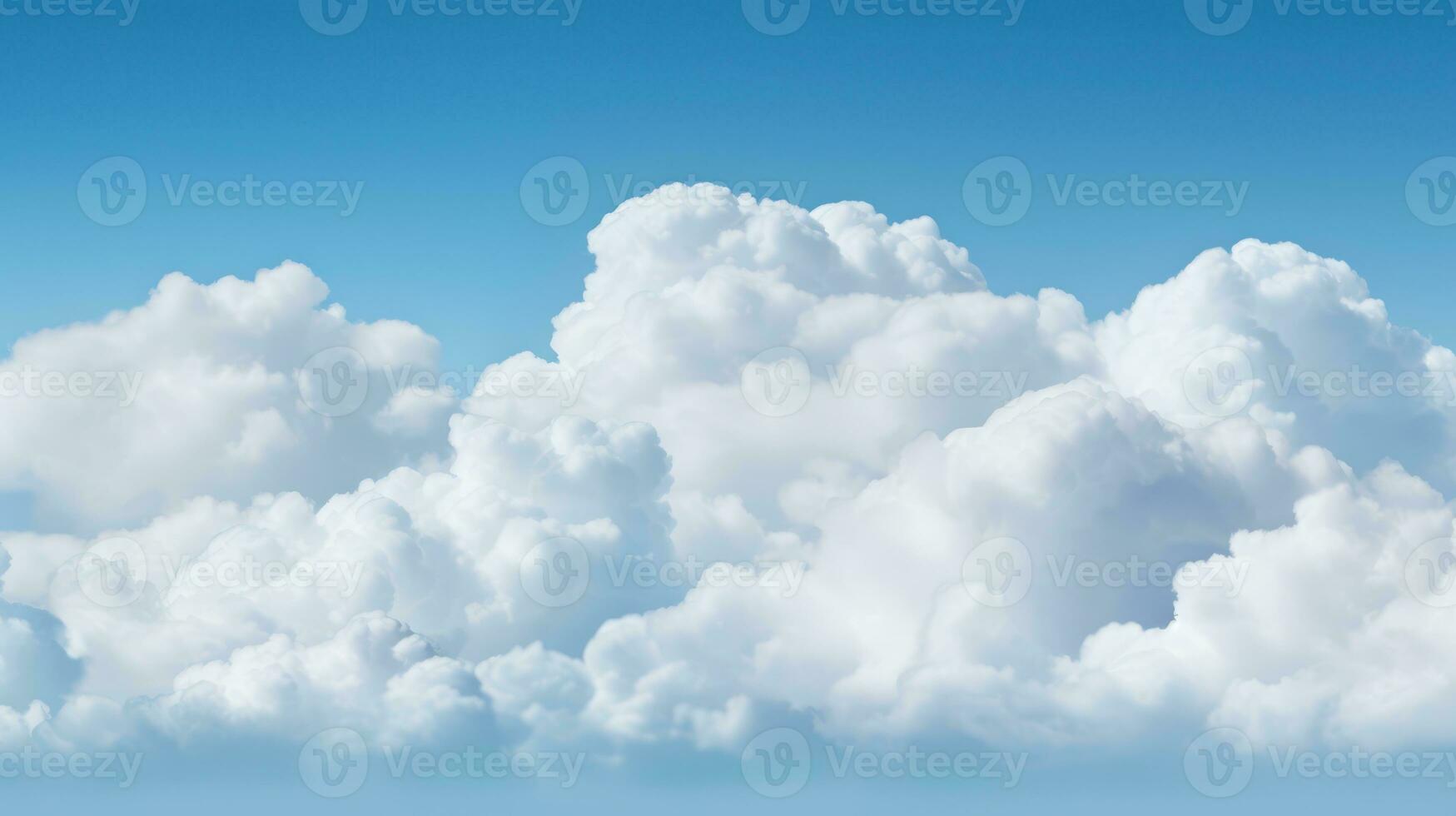 White fluffy clouds in the blue sky. 3d render illustration. Generative AI photo