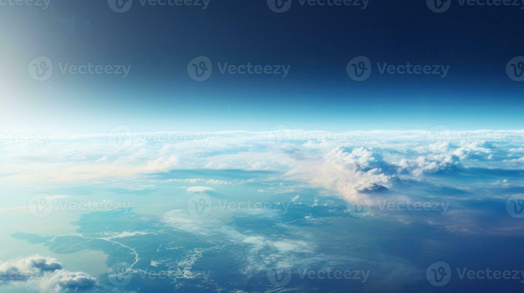beautiful space background with blue sky and clouds. 3d rendering Generative AI photo