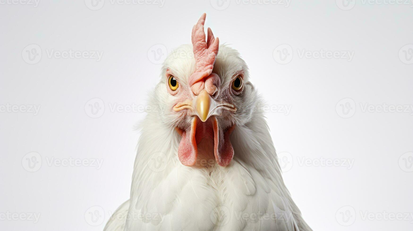 White rooster head isolated on white background. 3d rendering. Generative AI photo