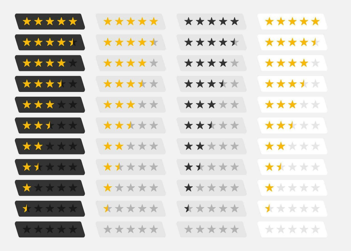 Set of stars rating. Customer review with gold star icon. Vector illustration.