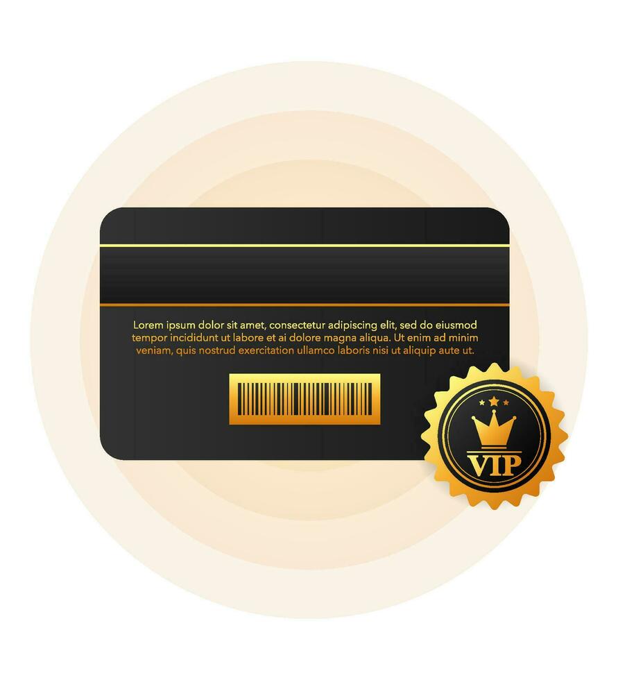 VIP discount black card for buying on white background. Vector illustration.