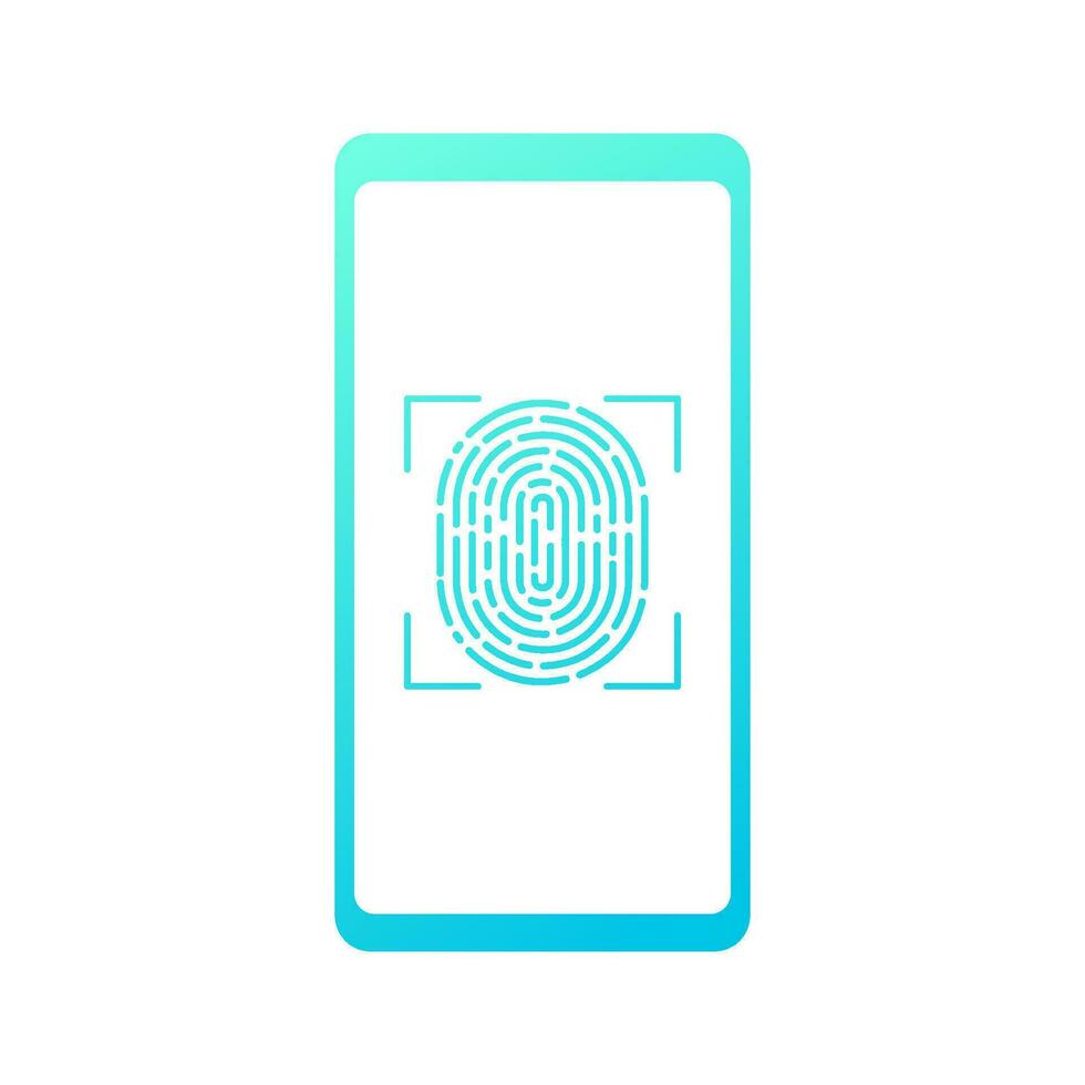 Touch ID - vector illustration. Smartphone with fingerprint isolated on a white background.