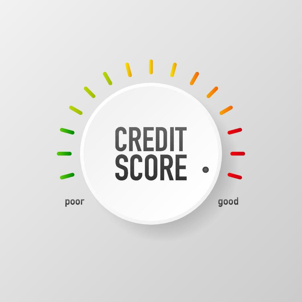 Credit score button pointing low and high. Vector illustration.