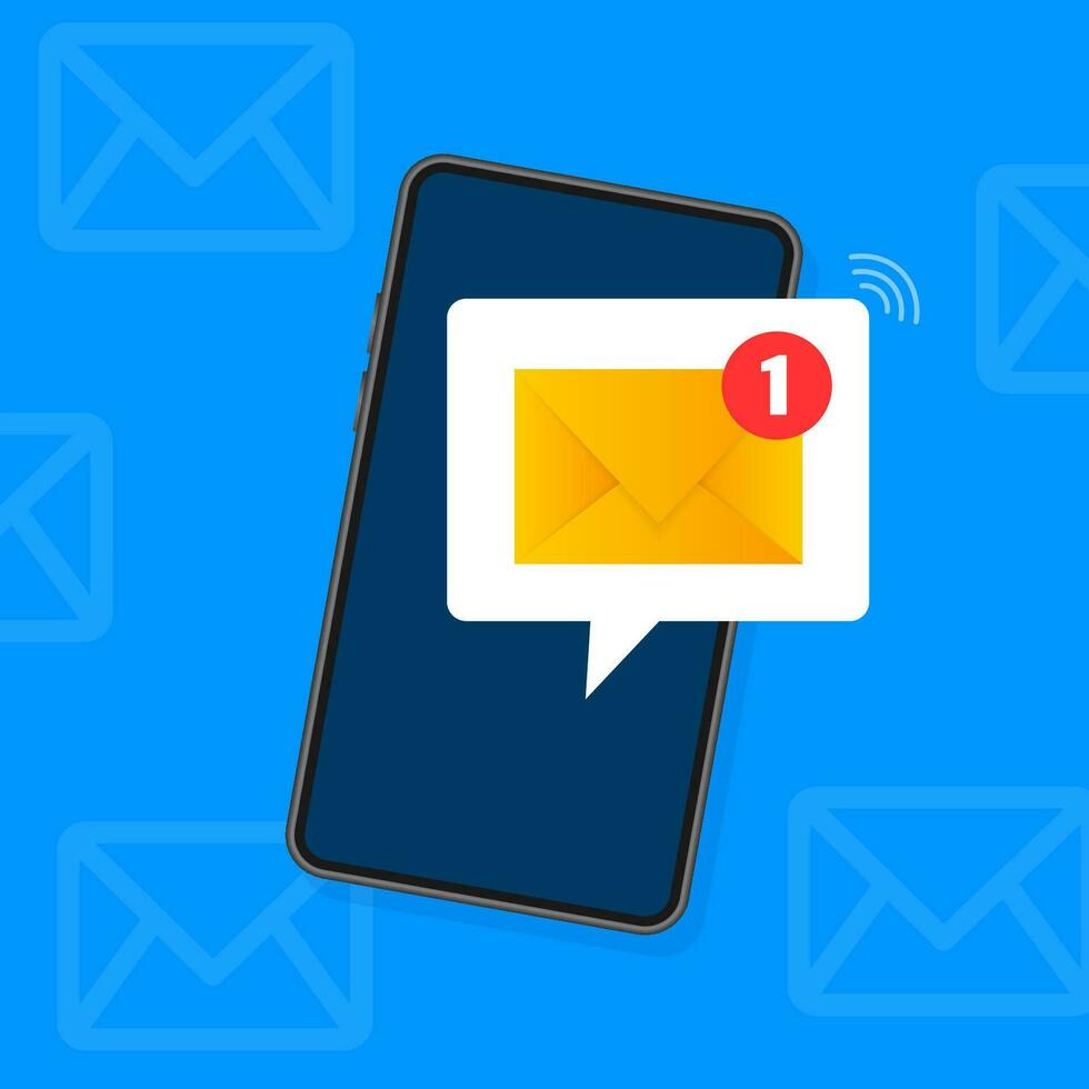New message icon. Smartphone, mobile, laptop. New nessage in flat style. Vector illustration.