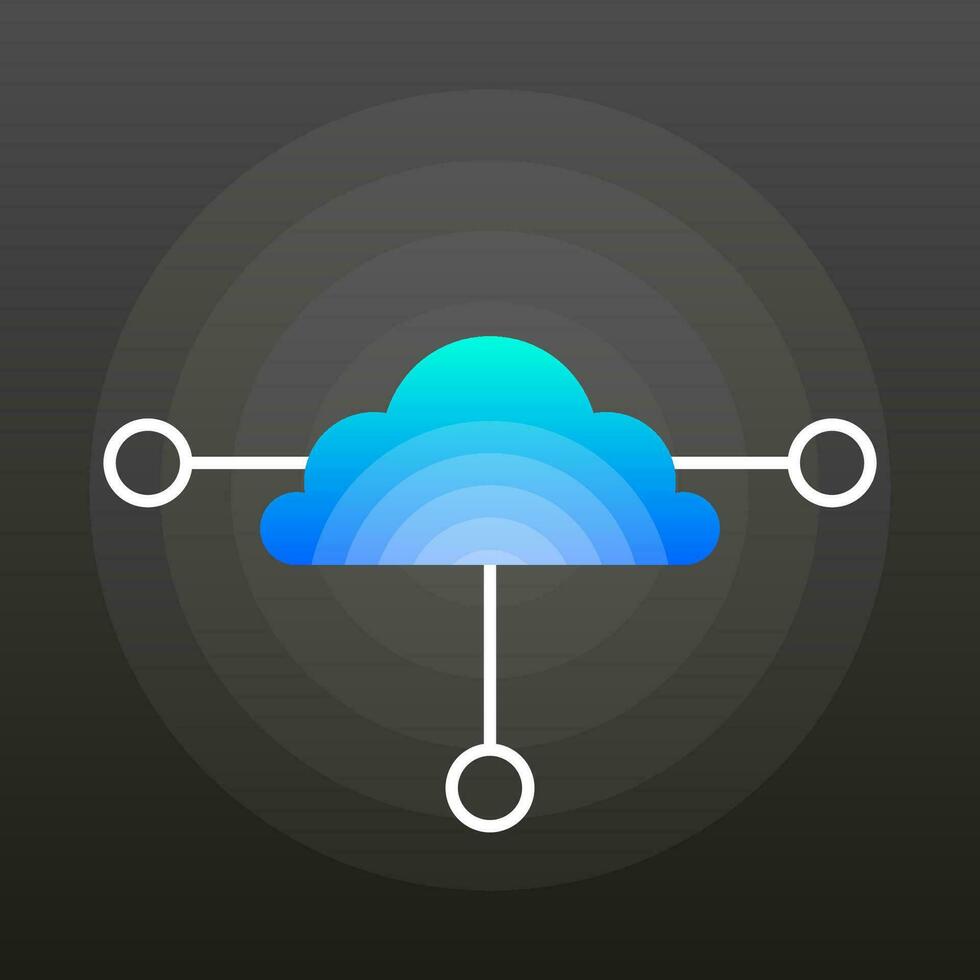 Cloud computing icon on black background. Vector illustration.