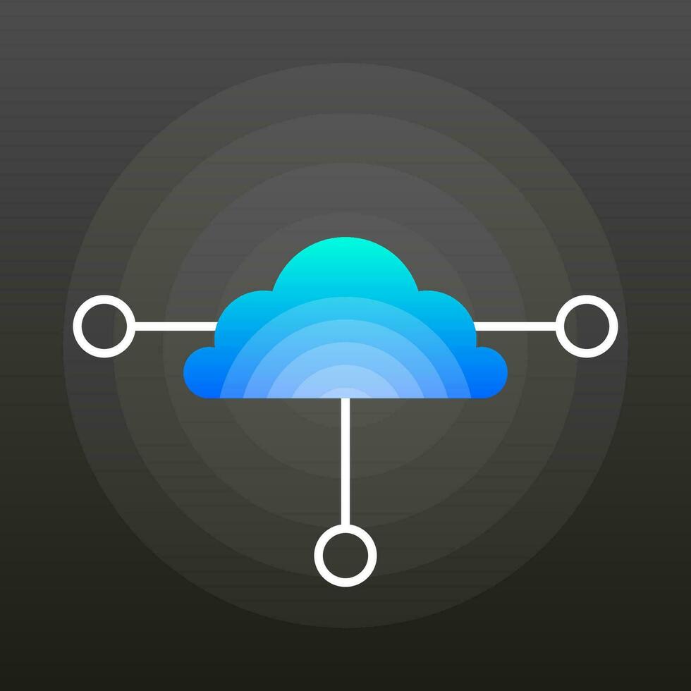 Cloud computing icon on black background. Vector illustration.