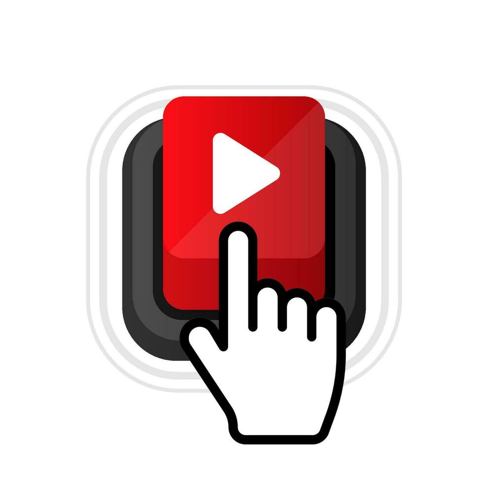 Play video icon, red buttons sign on white background. vector