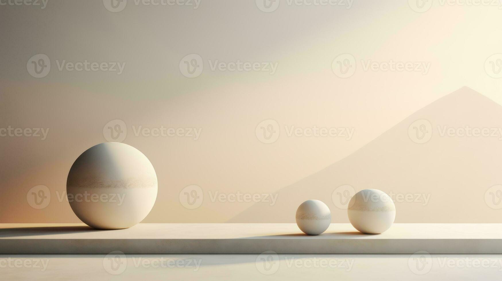 Minimalistic abstract background with white eggs. 3D render. Generative AI photo