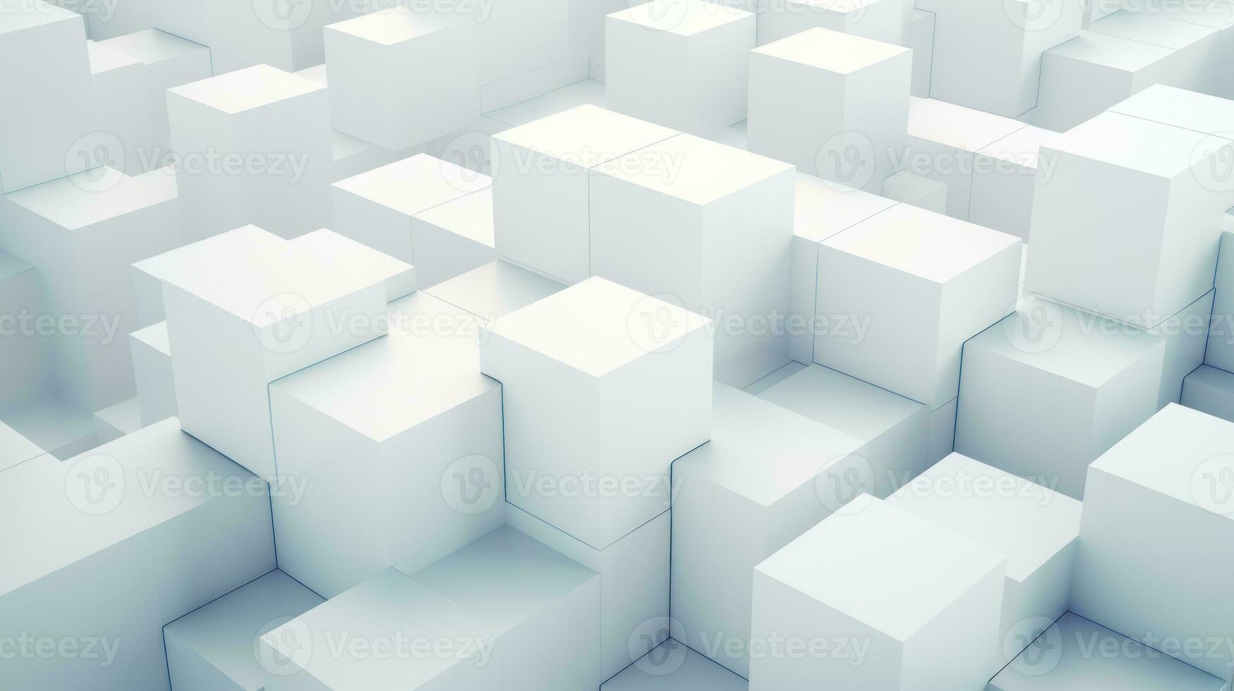 Abstract white cubes background, 3d render illustration, square image. Generative AI photo