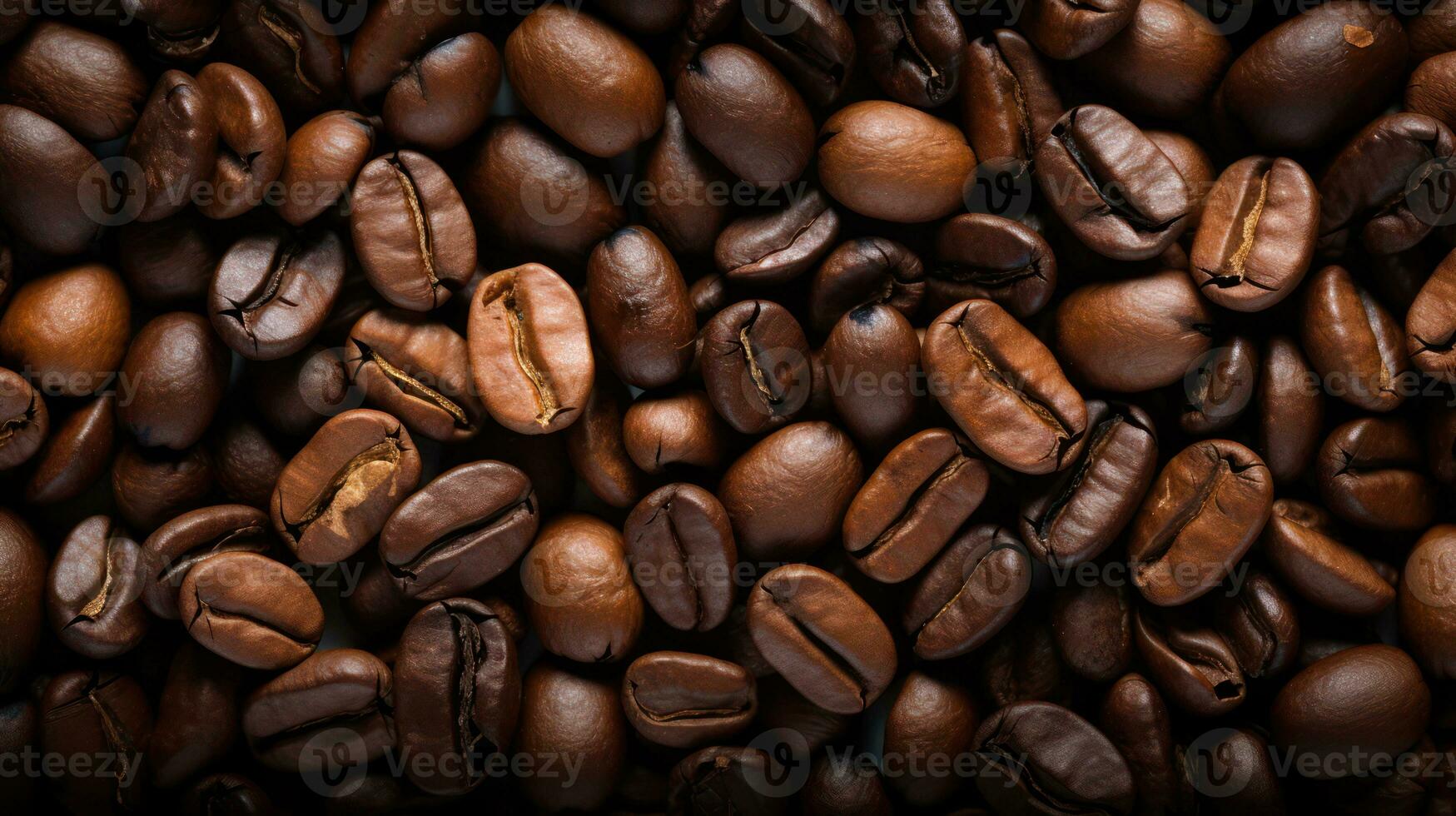Roasted coffee beans background. Close-up of coffee beans. Generative AI photo