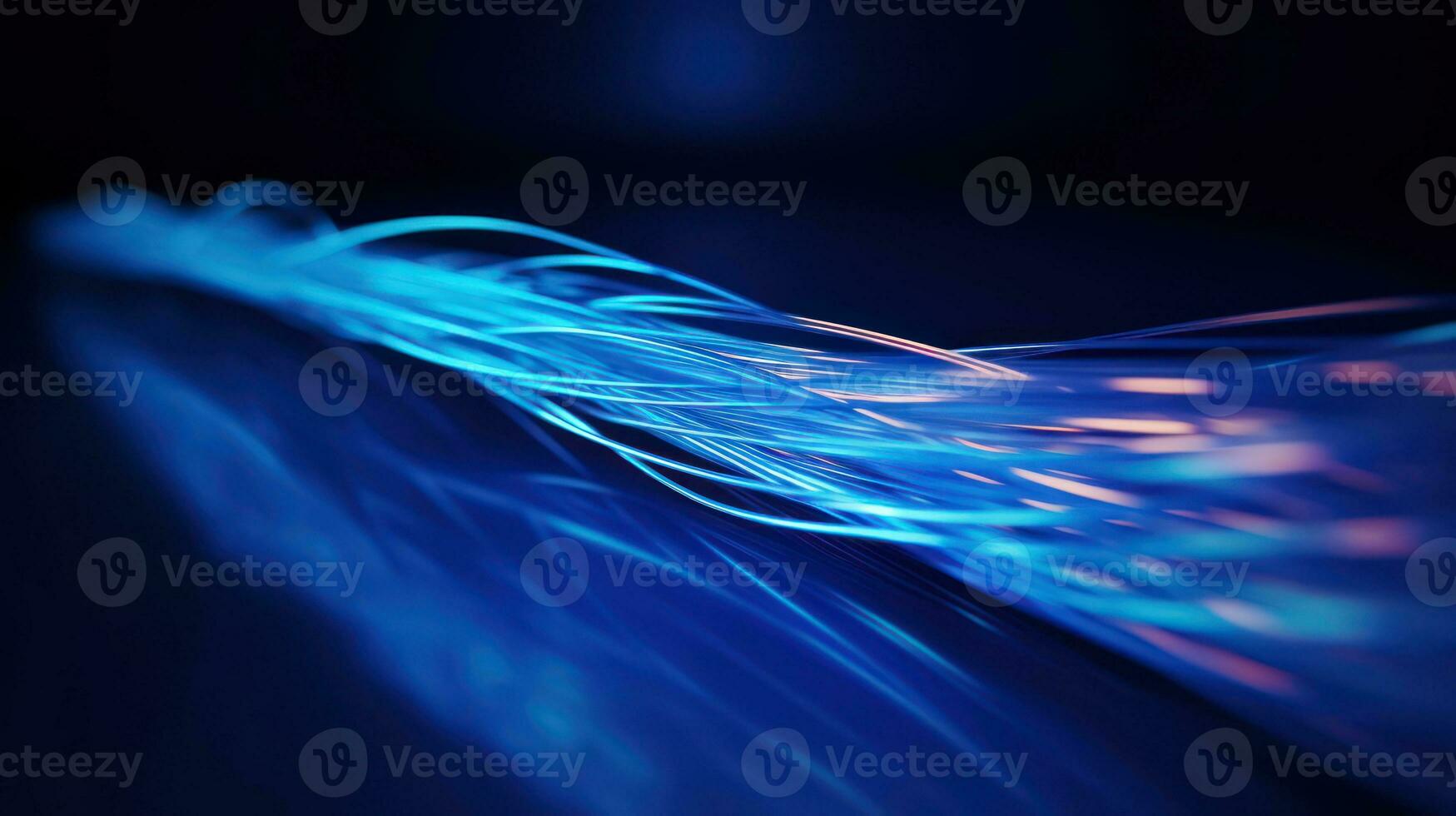 abstract blue background with smooth lines and bokeh, 3d render Generative AI photo