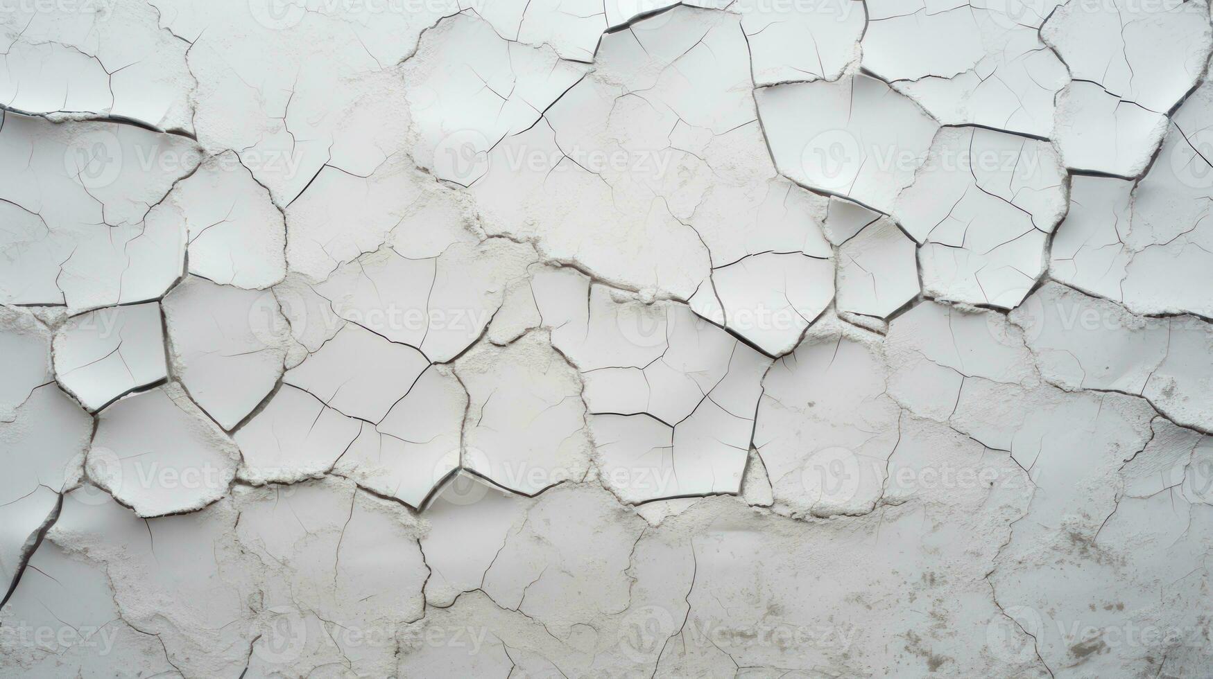 Cracked white wall. Abstract background and texture for design artwork. Generative AI photo