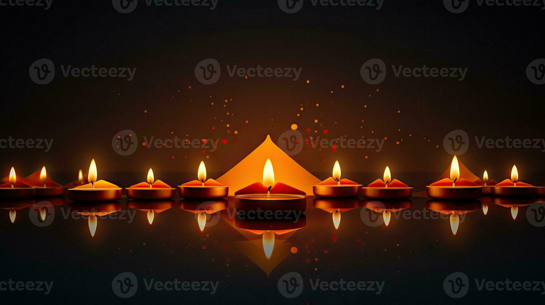 Happy Diwali festival greeting background with realistic diya. illustration Generative AI photo