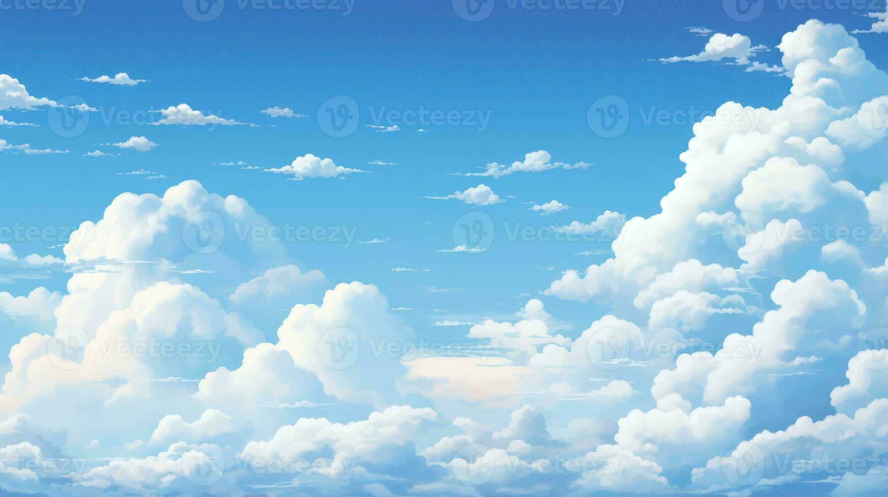 Blue sky background with white clouds. illustration. Eps 10. Generative AI photo