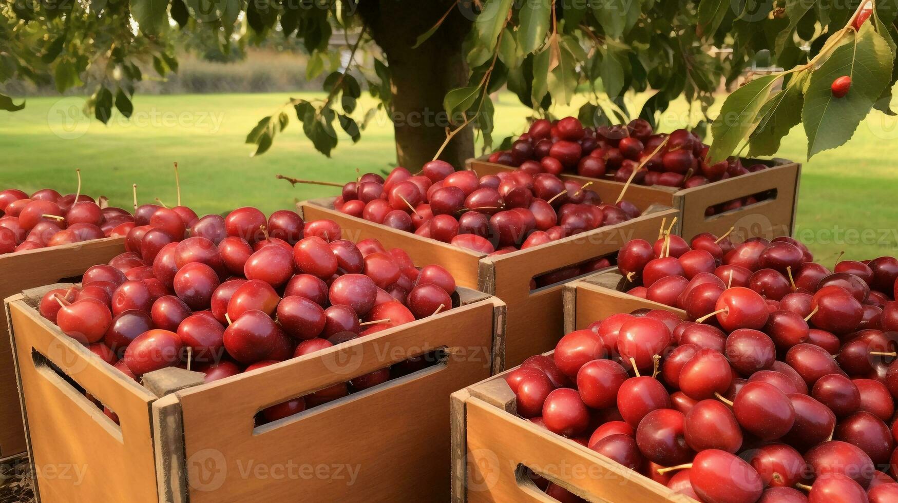 Freshly picked Enau fruit from garden placed in the boxes. Generative AI photo