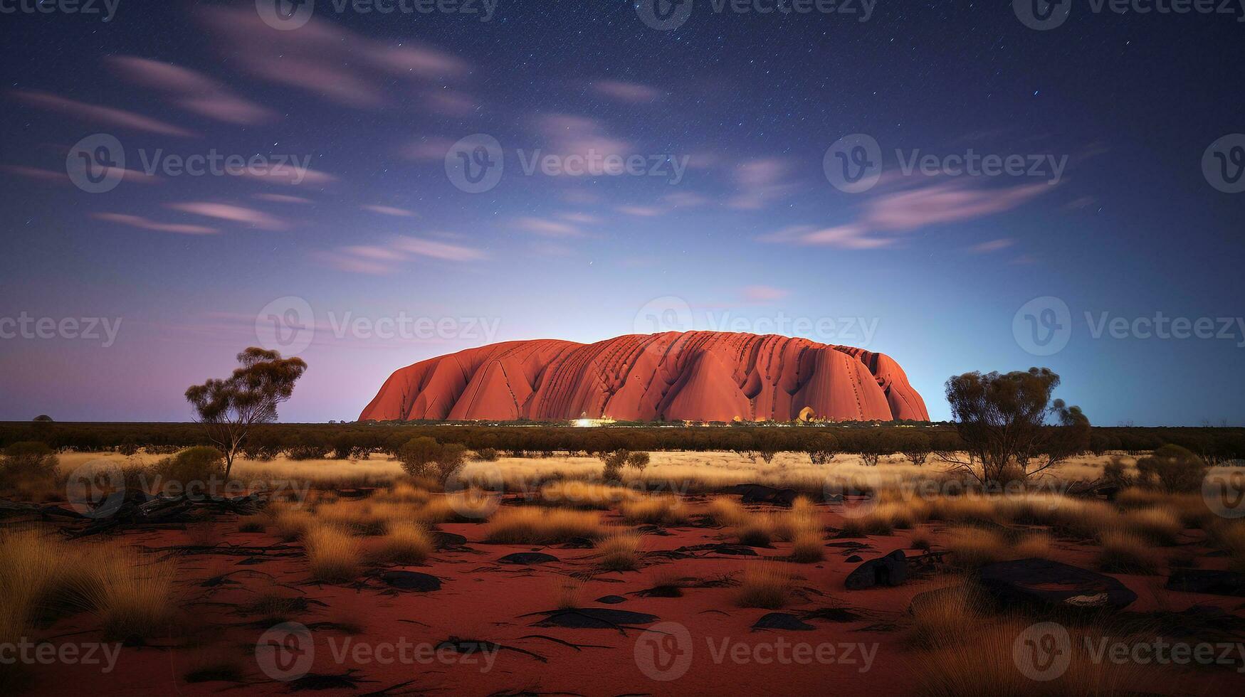 Night view of Uluru - Ayers Rock. Generative AI photo
