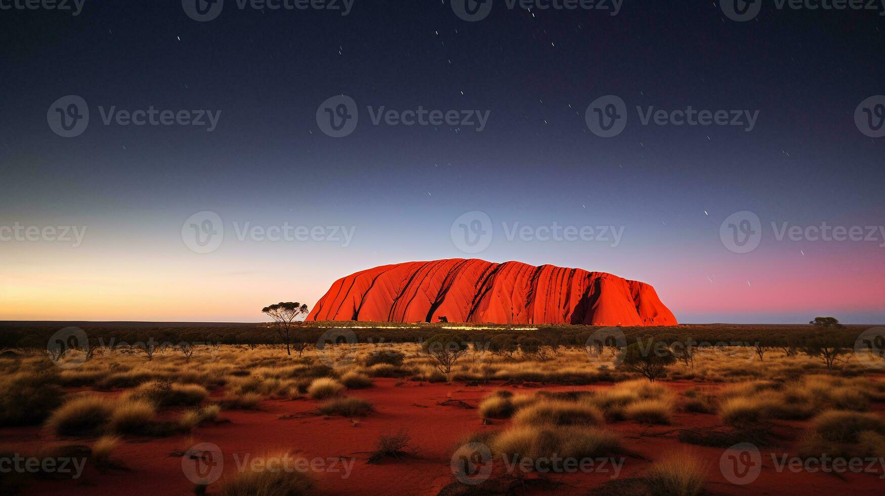 Night view of Uluru - Ayers Rock. Generative AI photo