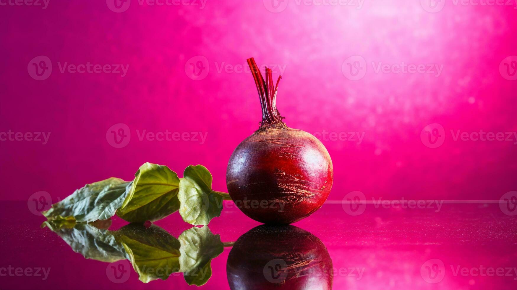 Photo of Beet fruit half against a colorful abstract background. Generative AI