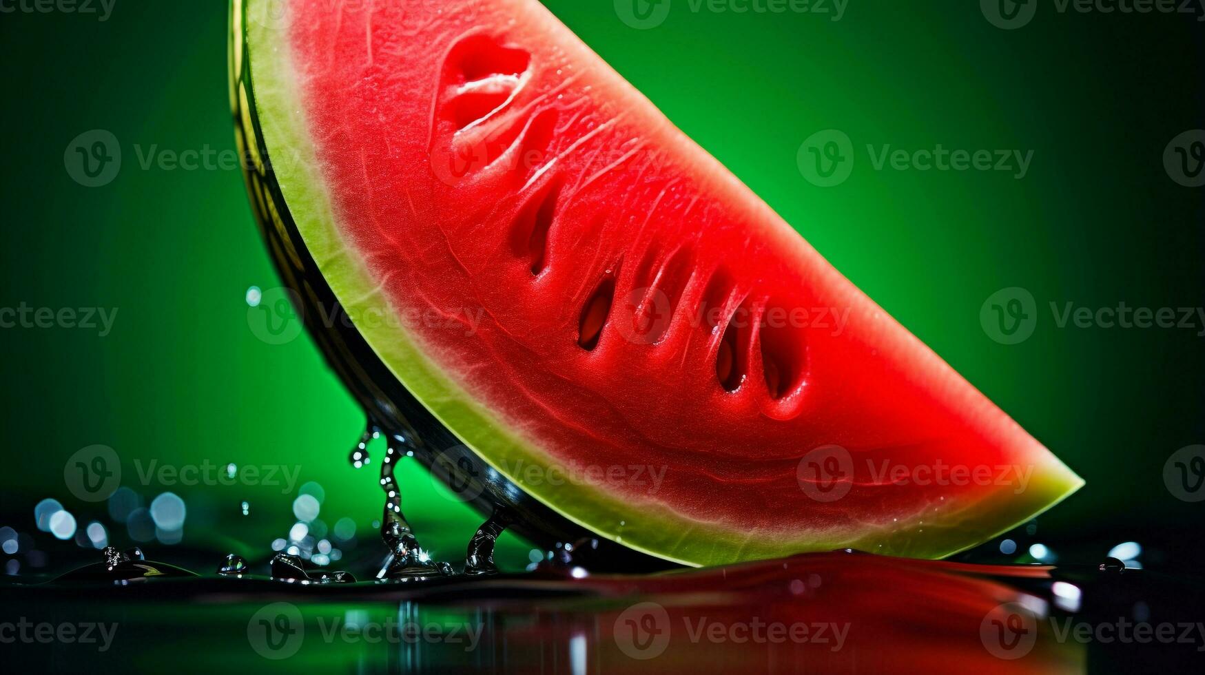 Photo of Watermelon fruit half against a colorful abstract background. Generative AI