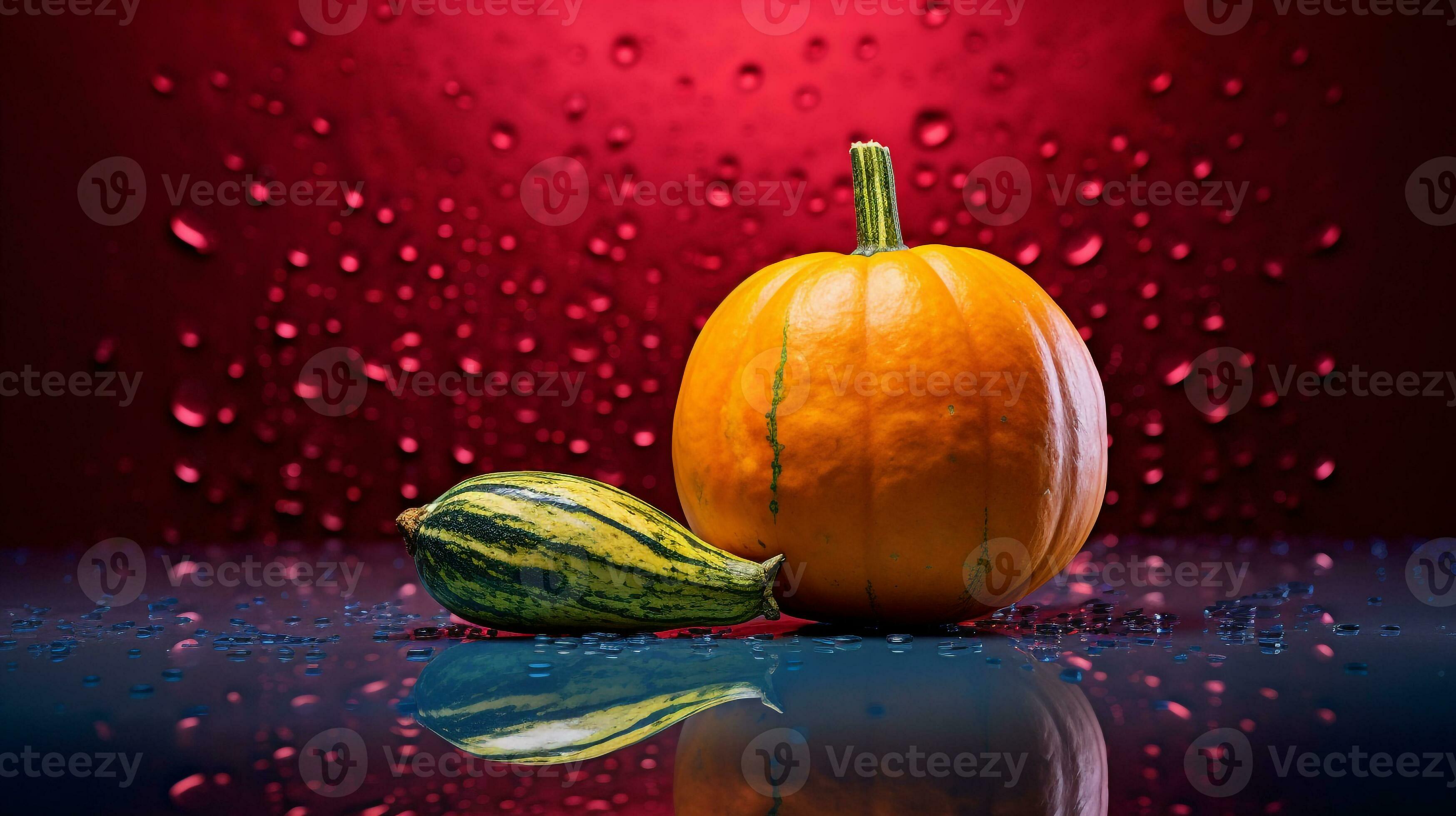 Photo of Squash fruit half against a colorful abstract background