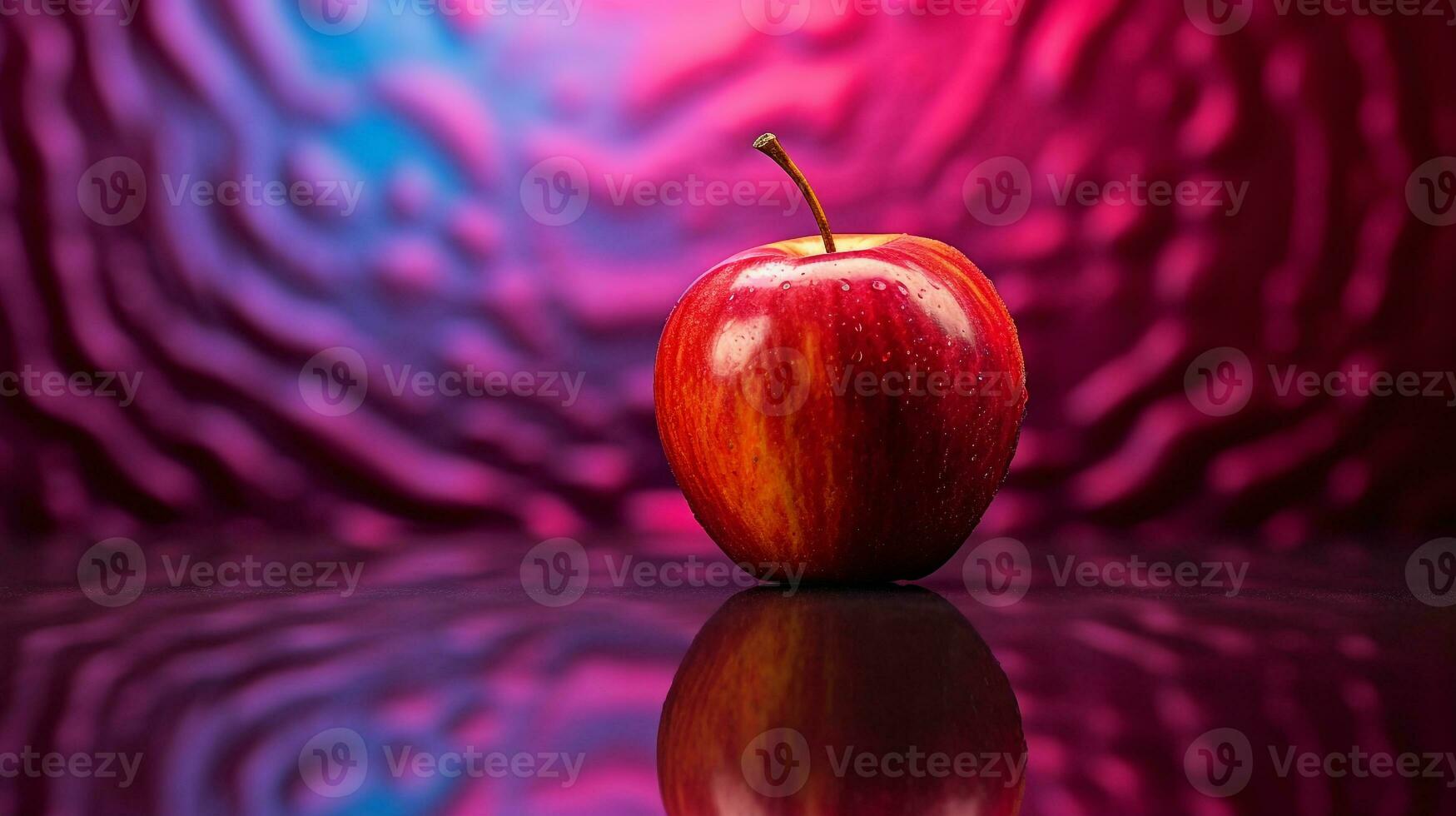 Photo of Mabolo velvet apple fruit half against a colorful abstract background. Generative AI