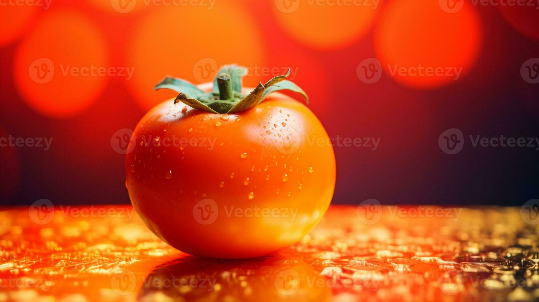 foto de caqui Fruta medio en contra un vistoso resumen antecedentes. generativo ai