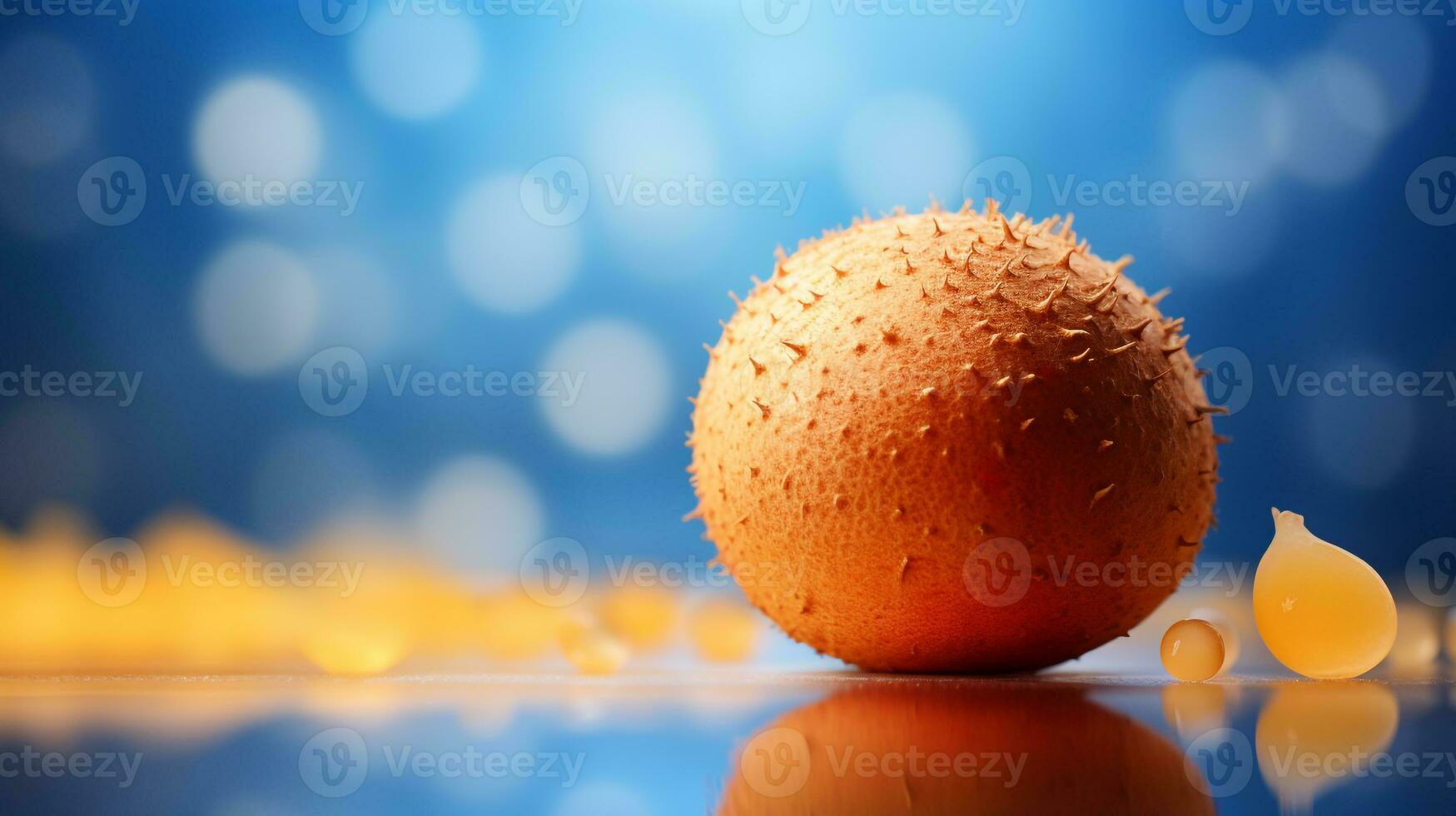 Photo of Longan fruit half against a colorful abstract background. Generative AI