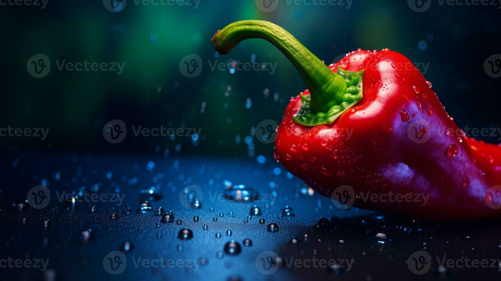 Photo of chilli pepper fruit half against a colorful abstract background. Generative AI