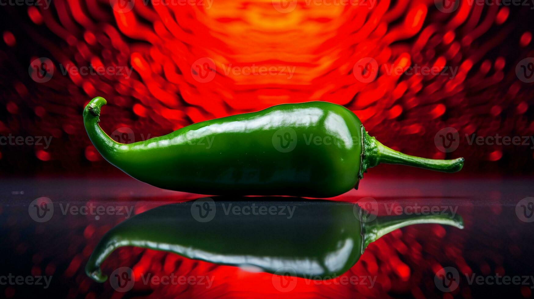 Photo of chilli pepper fruit half against a colorful abstract background. Generative AI