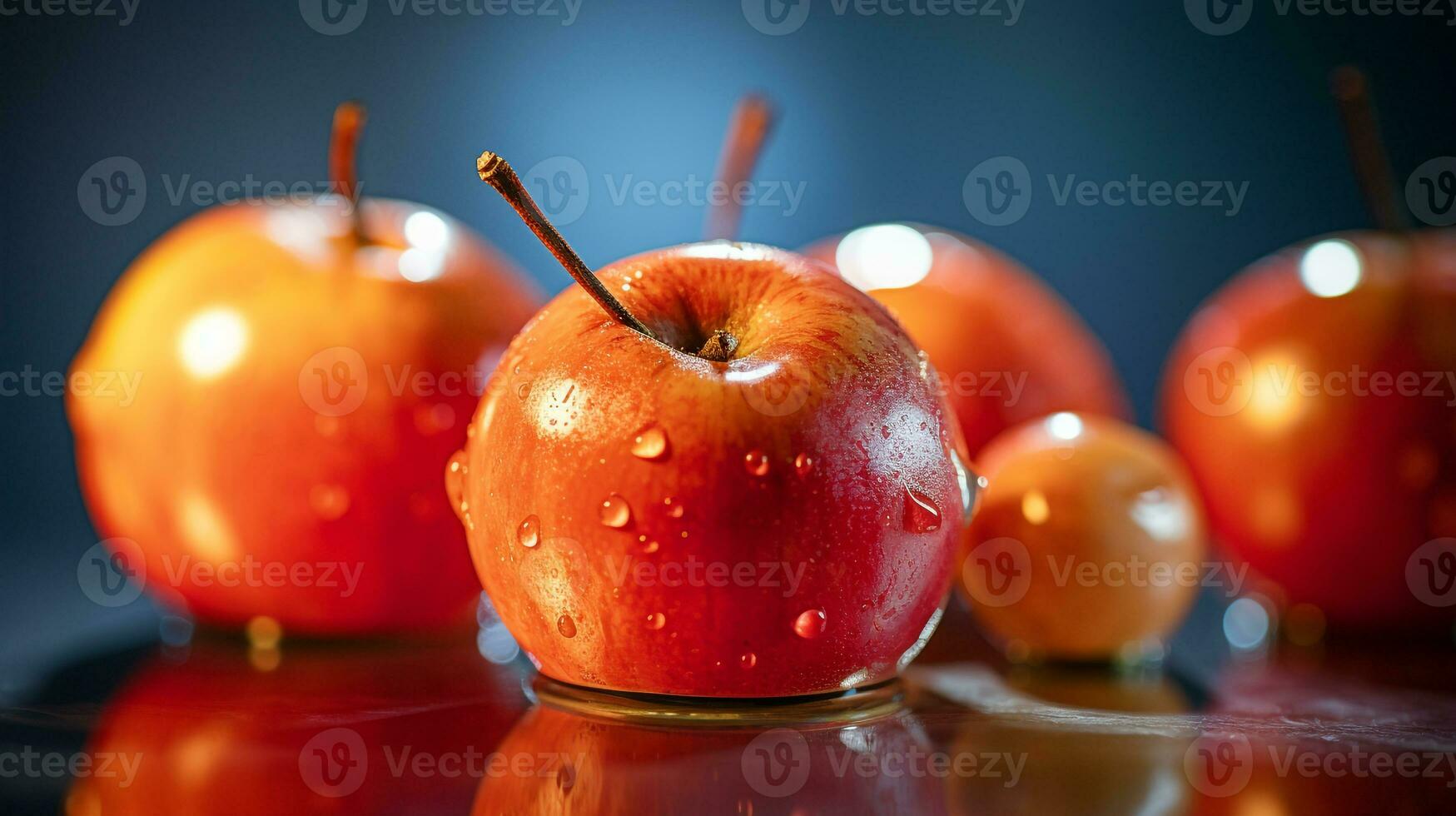 Photo of Crab apples fruit half against a colorful abstract background