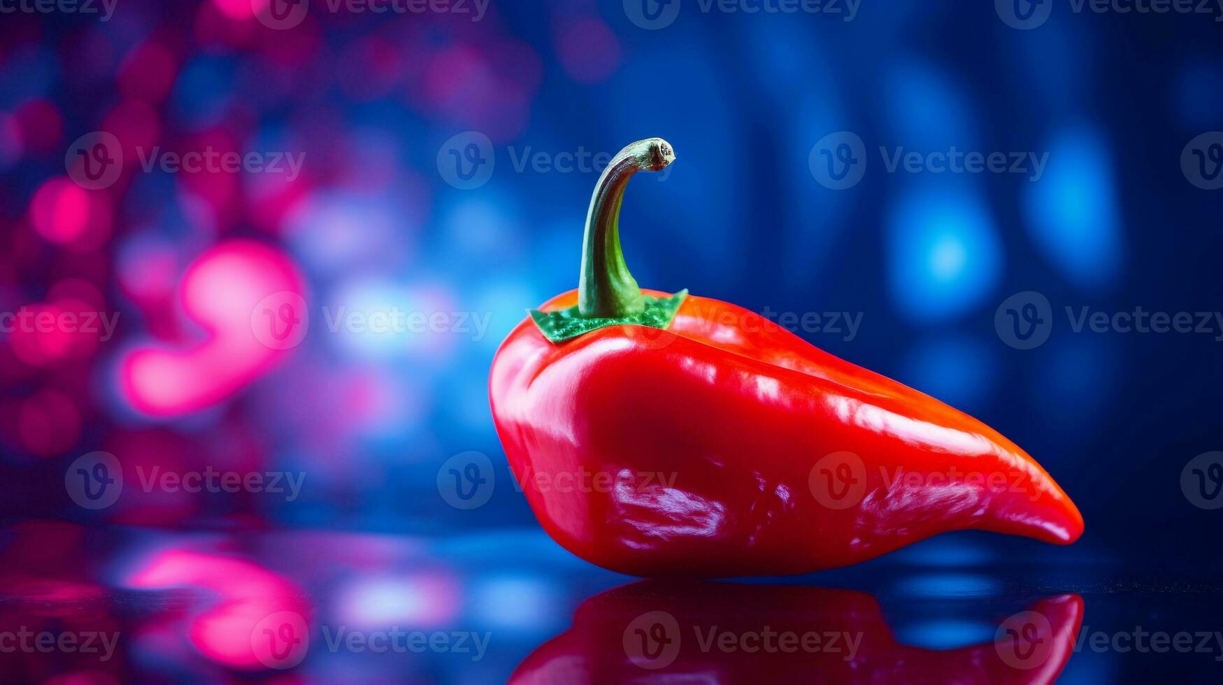 Photo of chilli pepper fruit half against a colorful abstract background. Generative AI