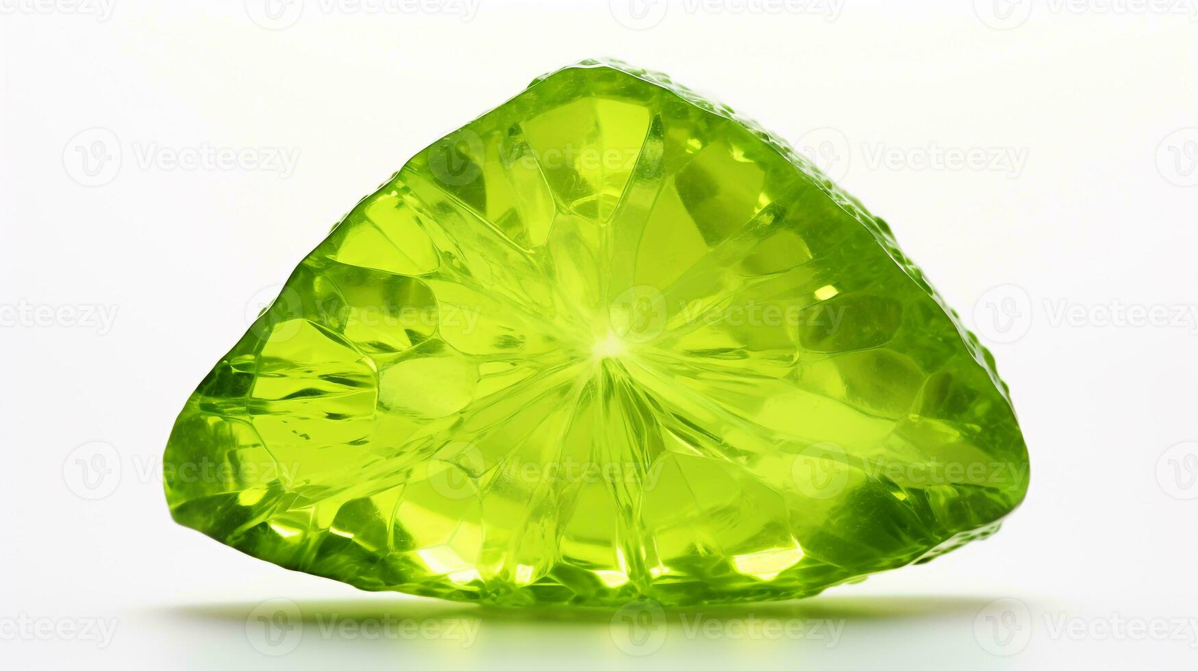 Photo of Peridot isolated on white background. Generative AI