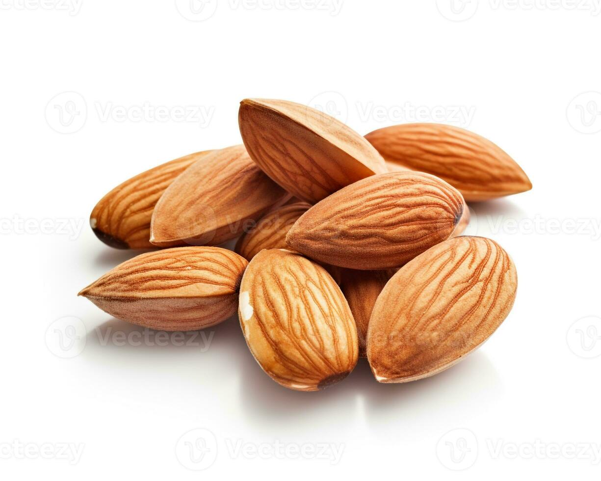 Photo of Almond isolated on white background. Generative AI