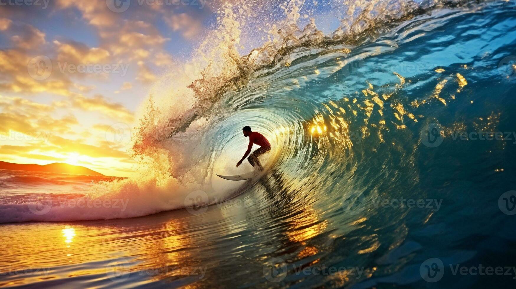 surfistas atrapando ondas. generativo ai foto