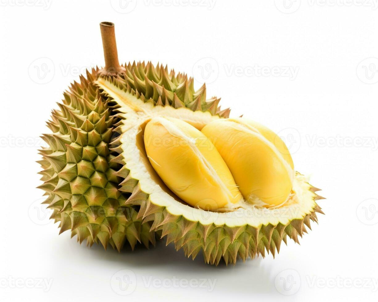 Photo of Red durian isolated on white background. Generative AI