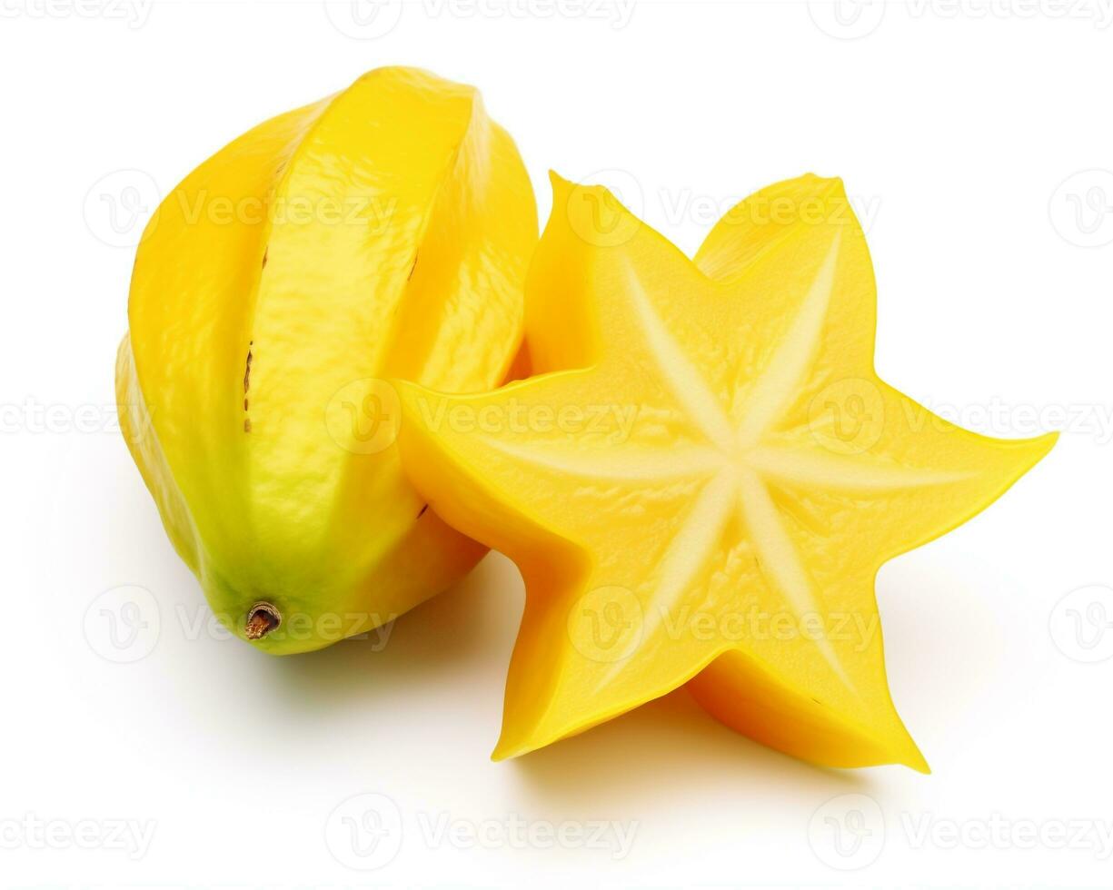 Photo of Starfruit isolated on white background. Generative AI