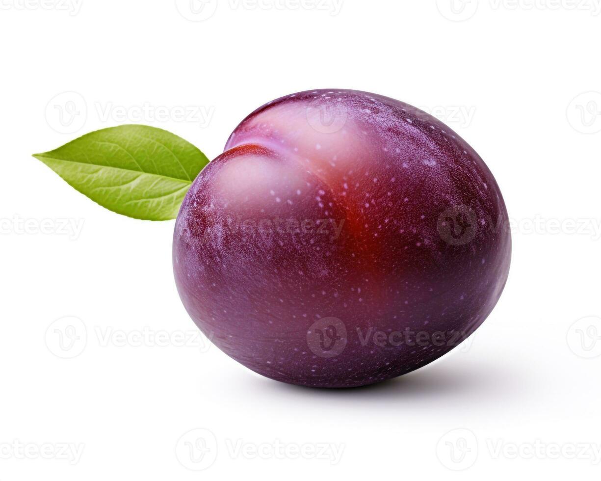 Photo of Plum isolated on white background. Generative AI