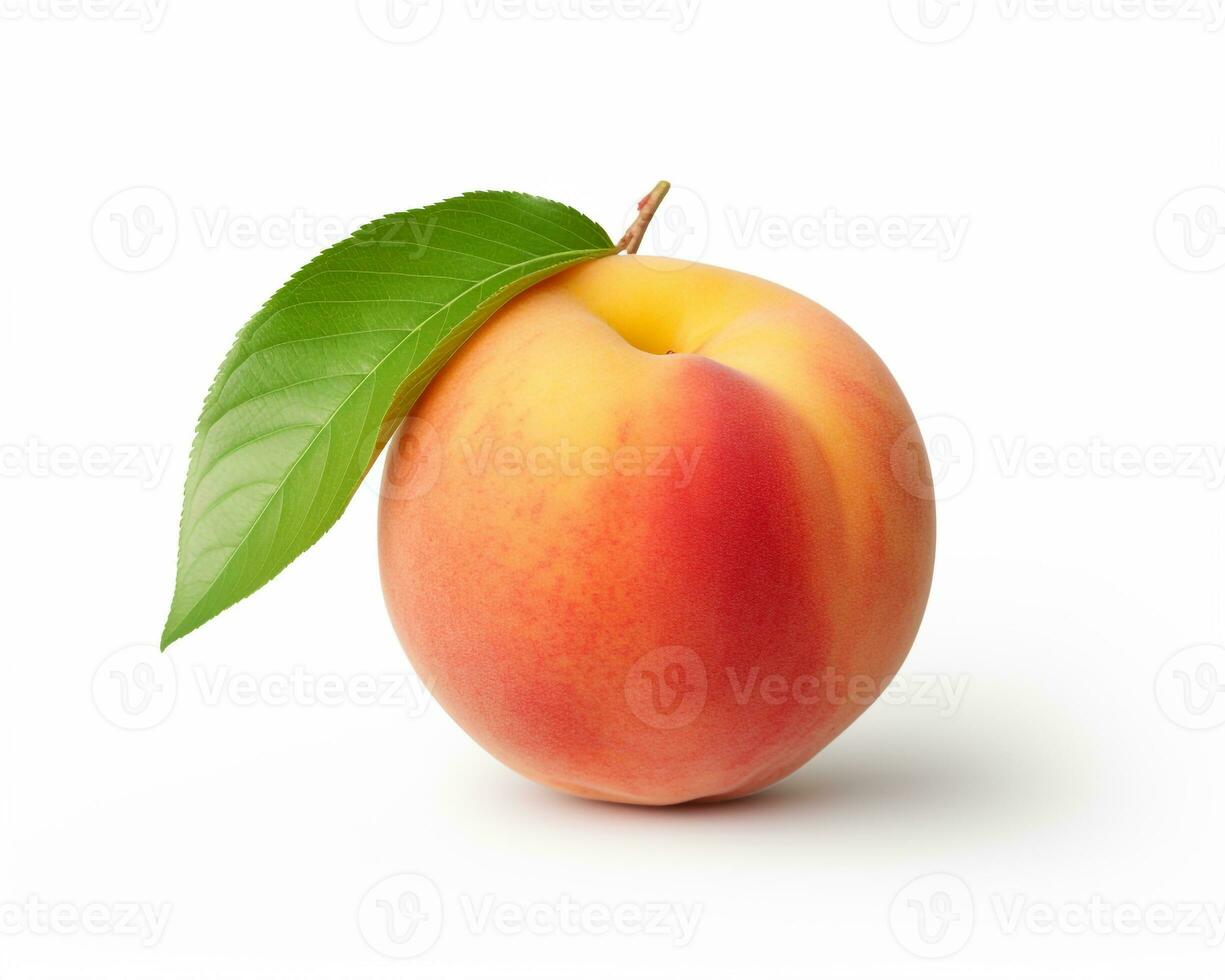 Photo of Peach isolated on white background. Generative AI