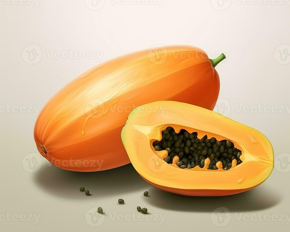 foto de papaya aislado en blanco antecedentes. generativo ai