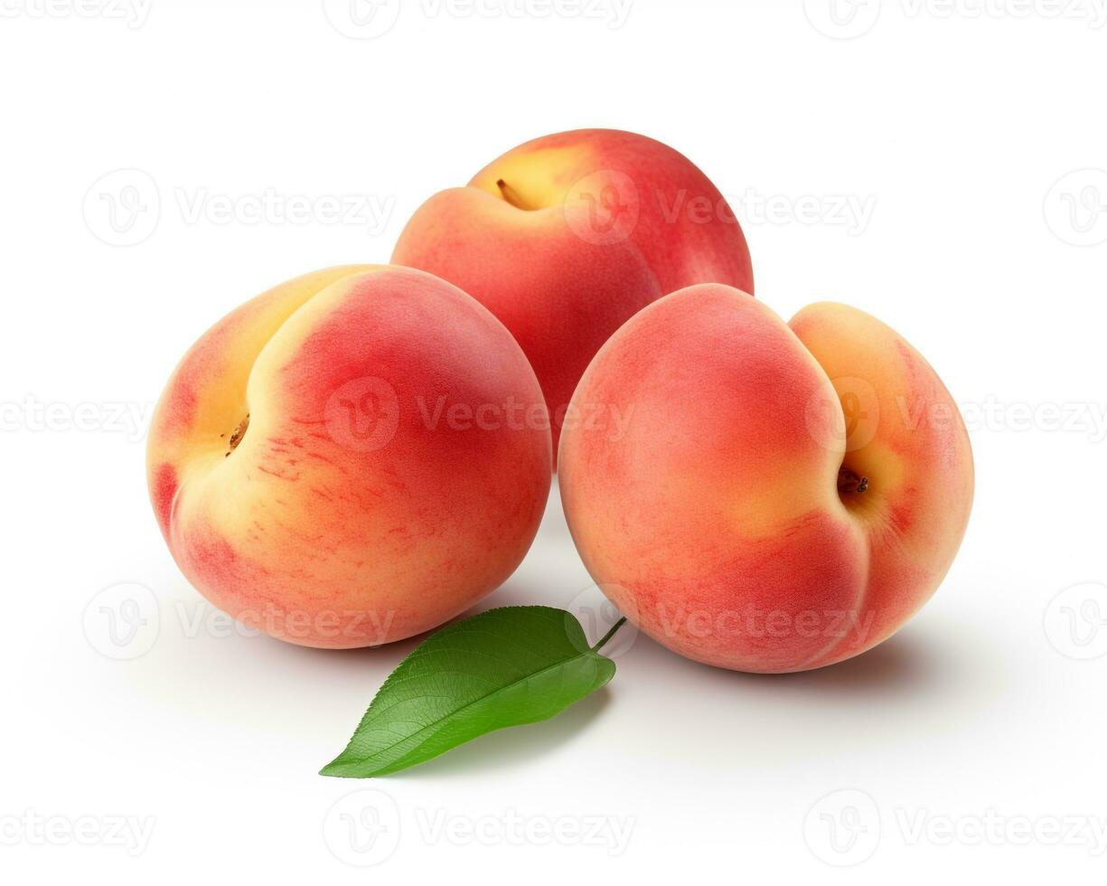 Photo of Peach isolated on white background. Generative AI