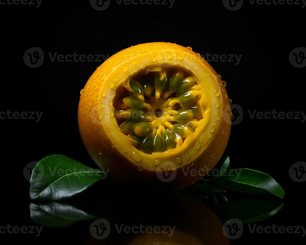 Photo of Passion fruit isolated on white background. Generative AI