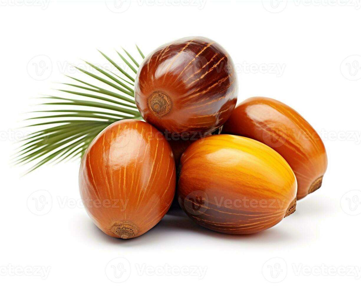 Photo of Palm fruit isolated on white background. Generative AI