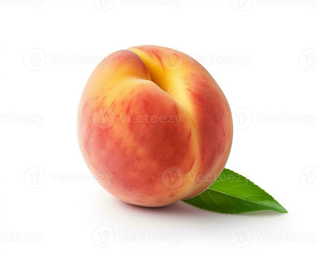 Photo of Peach isolated on white background. Generative AI