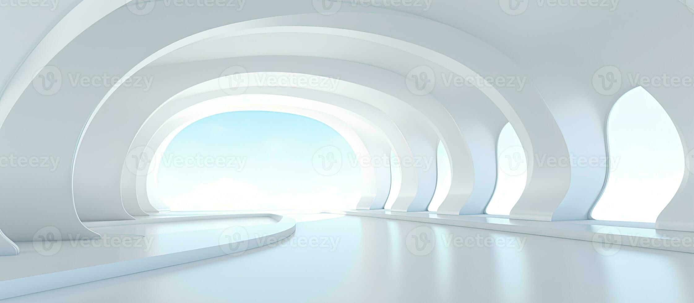 Abstract contemporary architectural backdrop vacant white open interiors CGI representation photo