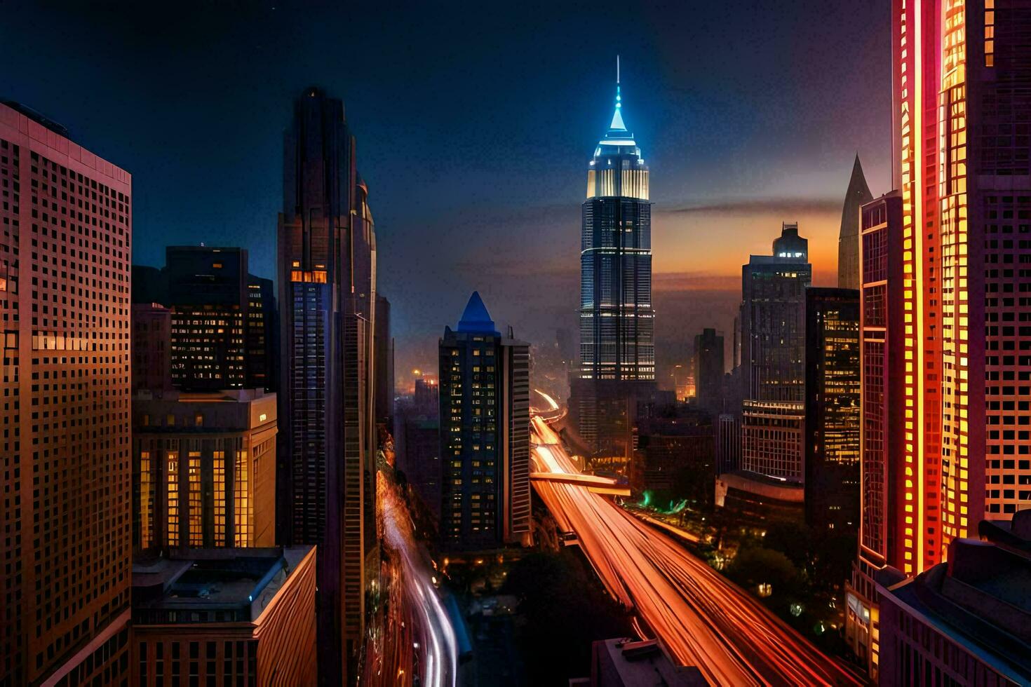 el imperio estado edificio es iluminado arriba a noche. generado por ai foto