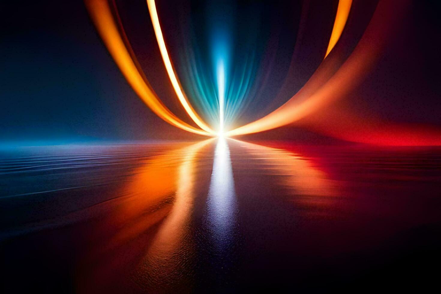 a long exposure photograph of a light trail. AI-Generated photo